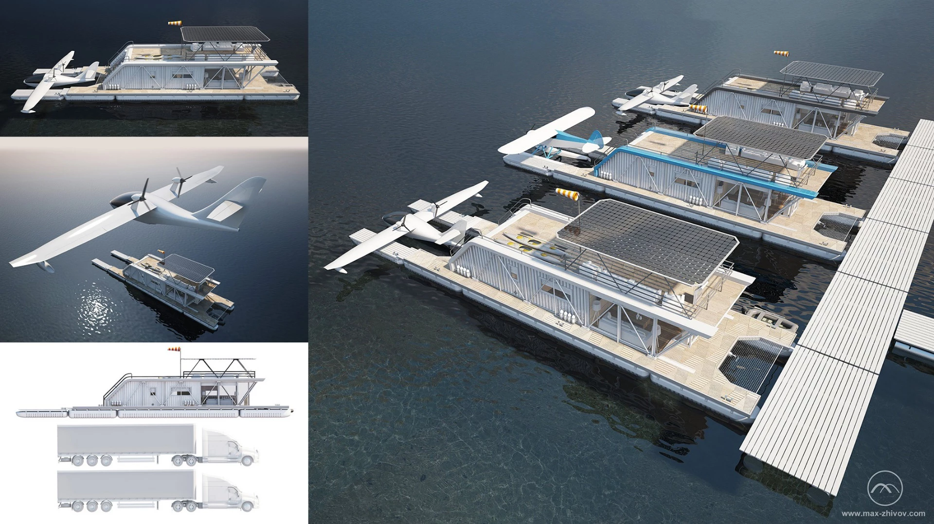 Naval architect Maxim Zhivov and the Baikal Yacht Group have come up with the HydroHouse, an awesome combination houseboat, dock and seaplane mooring