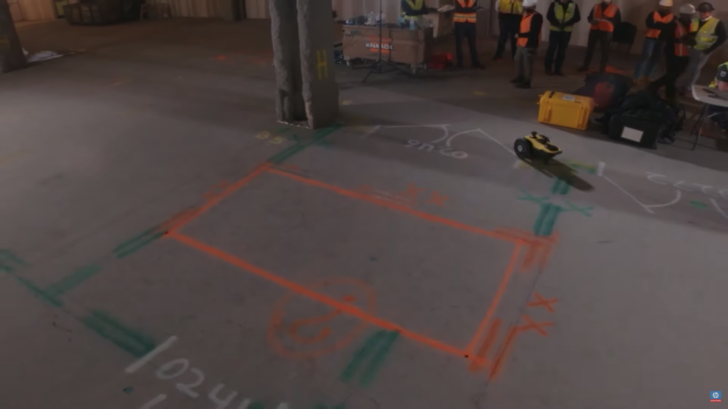 HP claims the SitePrint robot replicated seven hours of manual layout work in 45 minutes in testing, with extreme accuracy