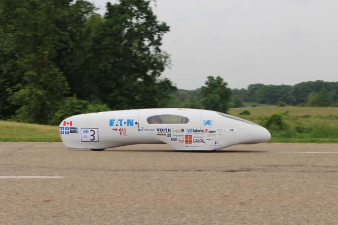 The University of Laval reused its vehicle shell from last year, enabling it to focus on other areas for refinement