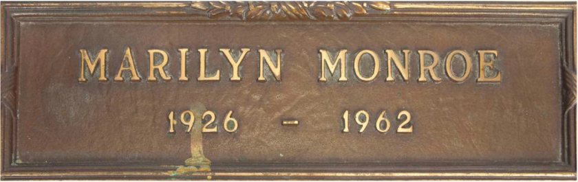 Marilyn's grave marker was replaced at one stage, and the old grave marker (above) fetched $212,500 at a Julien's auction earlier this year.