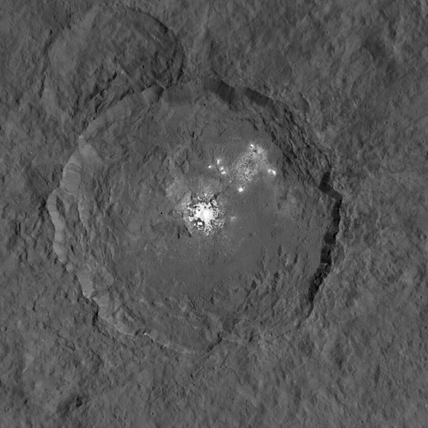 Detailed view of Ceres' Occator crater captured with a resolution of 450 ft (140 m) per pixel