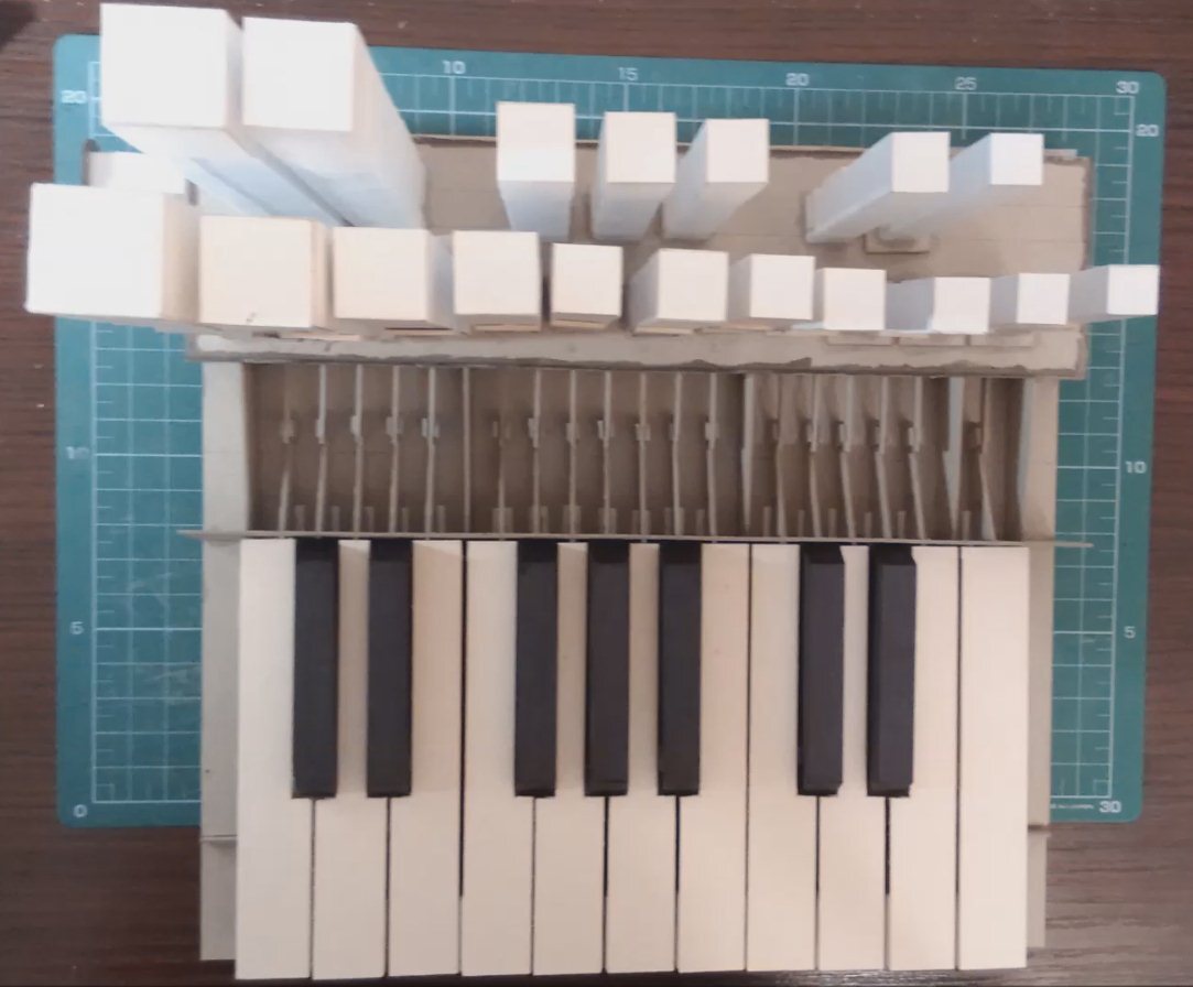 Top view of the completed paper pipe organ