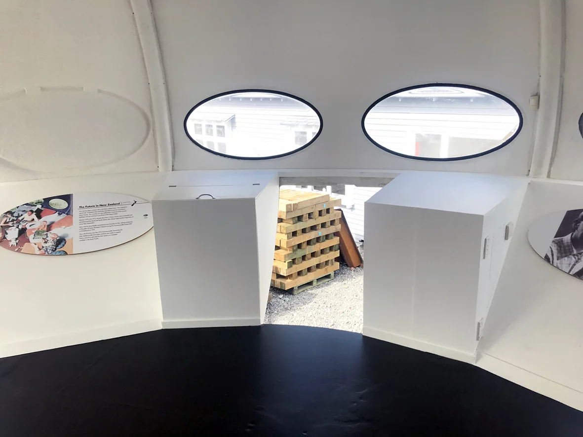 The Futuro house interior is a simple space that's all on one level and measures 50 sq m (538 sq ft)