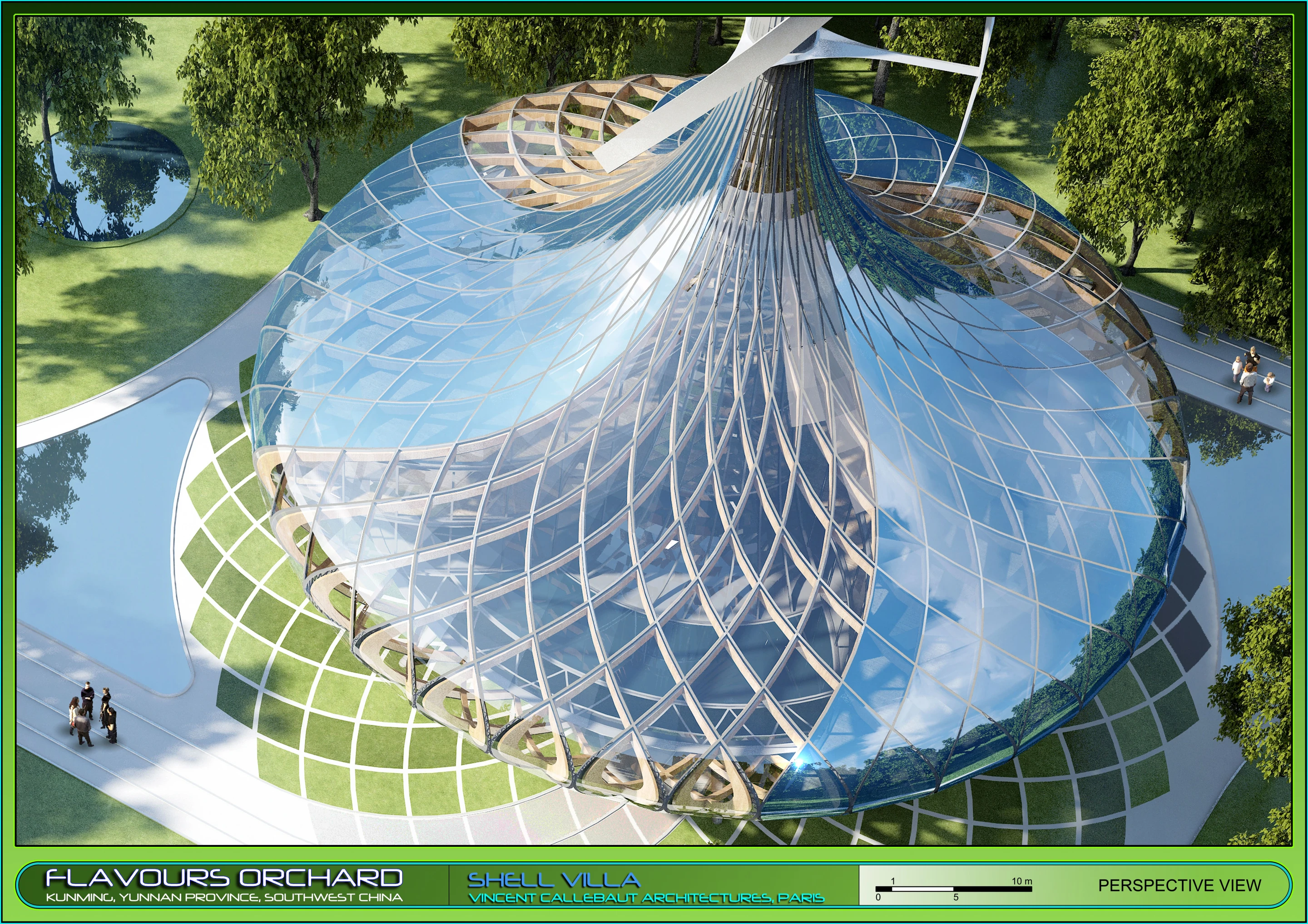 Shell Villa bird's eye view of solar roof (Image: Vincent Callebaut Architectures)