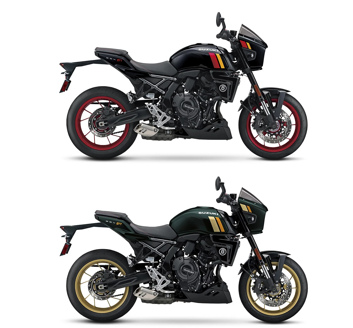 The TT comes in these two fantastic finishes – Glass Sparkle Black (top) and Pearl Matte Shadow Green (bottom)