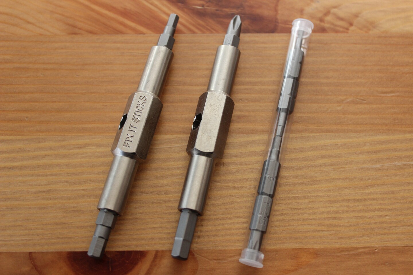The Fix It Sticks Replaceable Edition, pulled apart (along with the extra bits)
