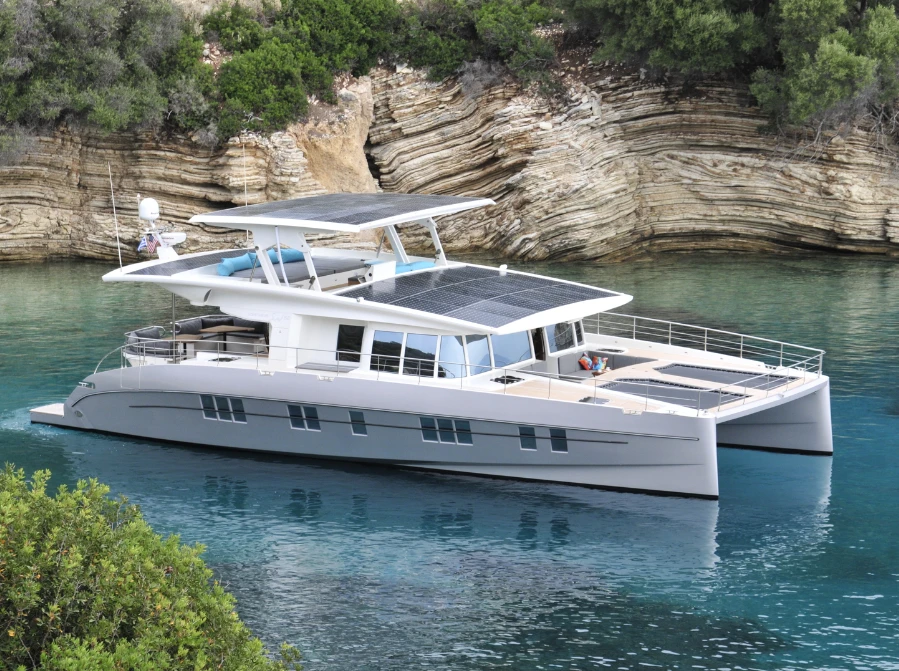 The first Solarwave 64 catamaran has reached completion