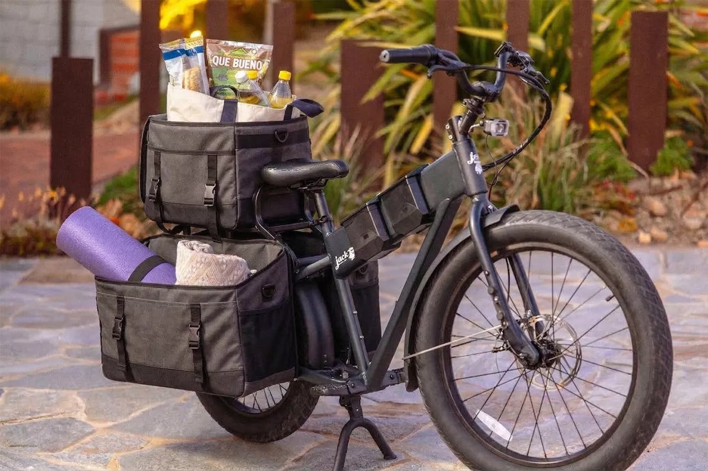 The rear rack handles up to 250 lb of real-world cargo