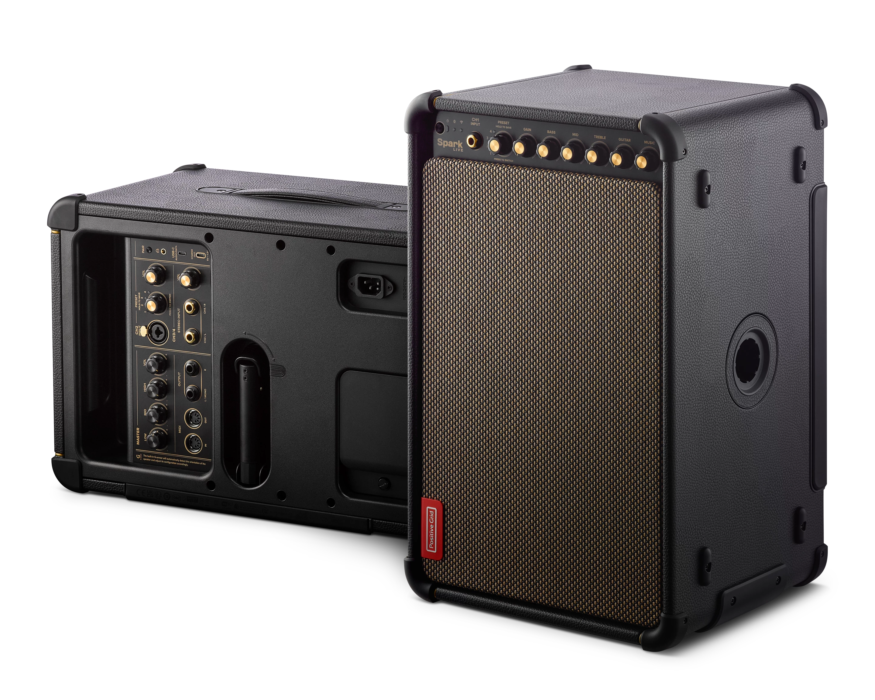 The Spark Live features an onboard sensor that auto adjusts EQ depending on how the unit is placed