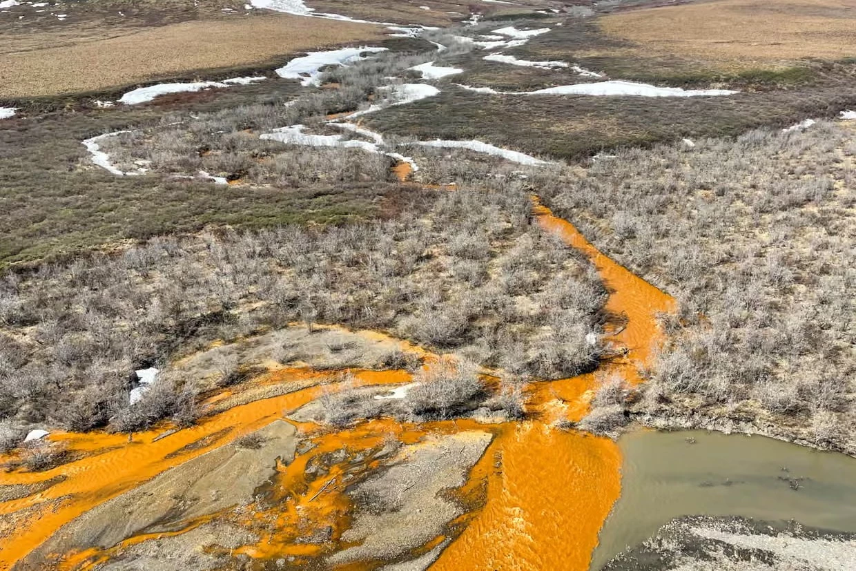 Orange rivers like this one in Alaska's Brooks Range are growing more common thanks to the release of large quantities of iron