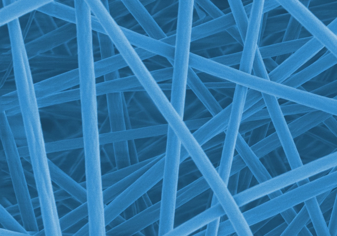 A microscope image of the electrospun nanofibers