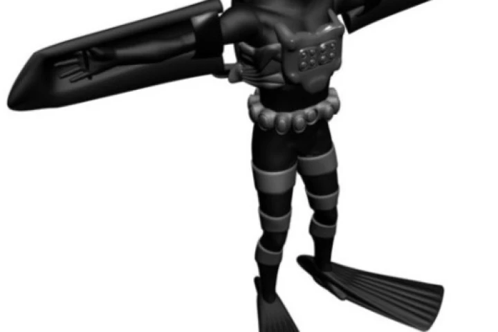 The second exoskeleton design provides users with lift-based arm fins, based on the biology of turtles and penguins.Image via University of West Florida