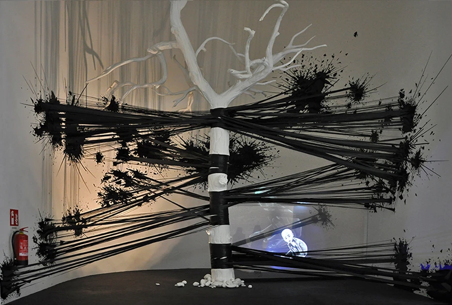 Inside the pavilion, visitors are taken through a series of rooms featuring thought provoking art installations