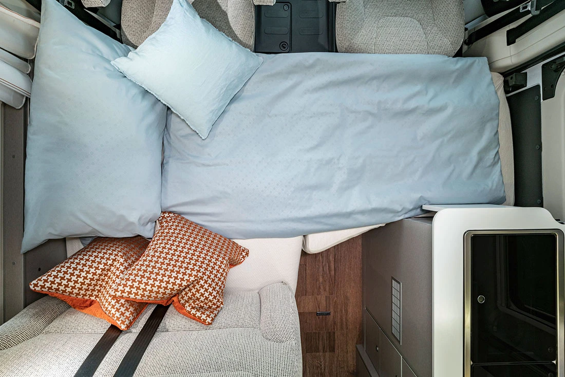The available dinette conversion creates a third sleeping berth