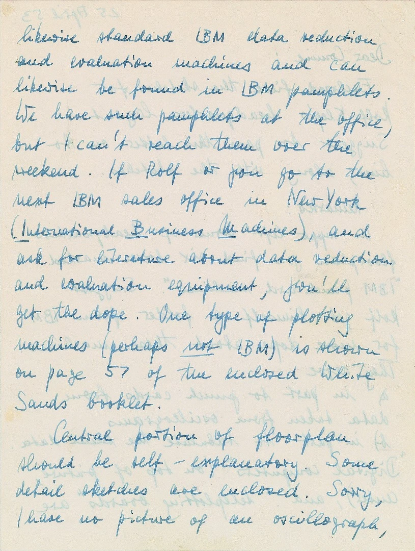 Letter from von Baun suggesting how to make illustrations of space computers more believable p2