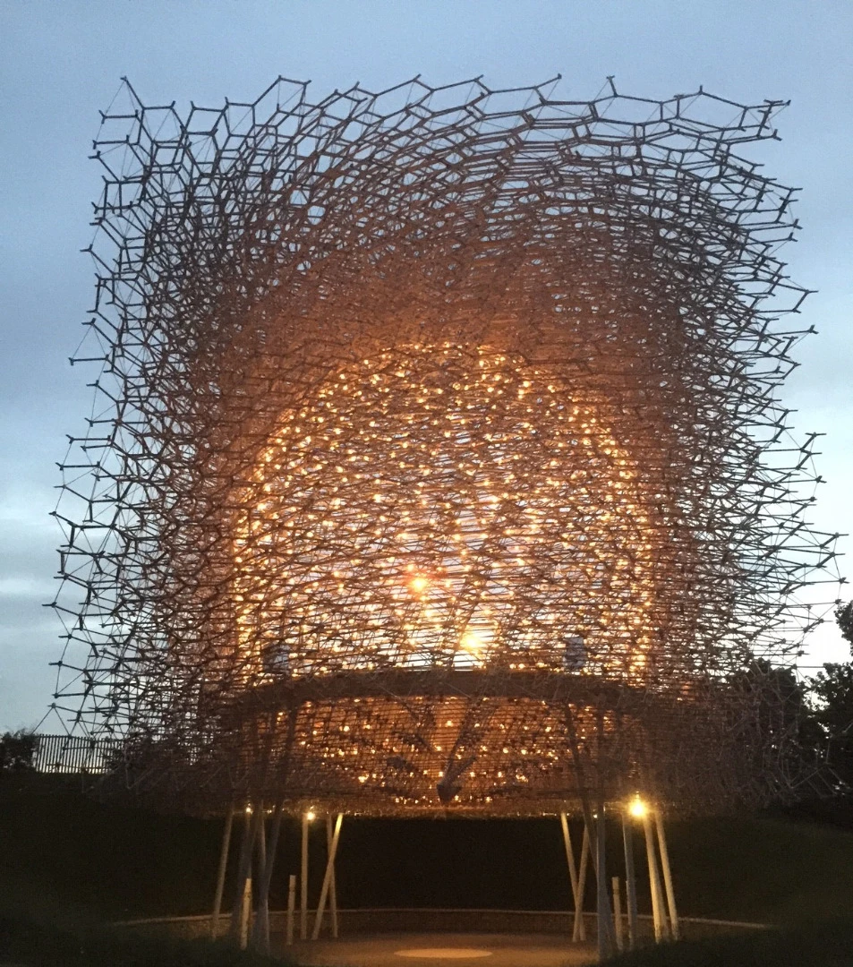 The Hive is especially dramatic after dark