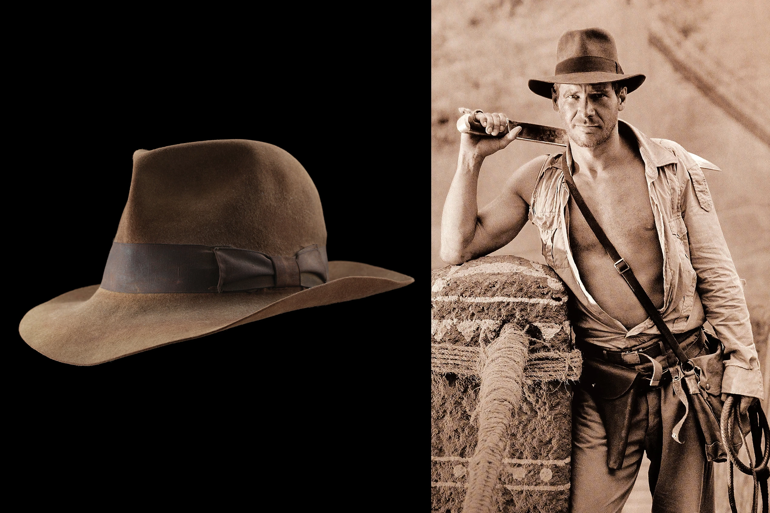 A screen-worn Indiana Jones (Harrison Ford) hat worn sold for $630,000 at a Propstore auction in 2018.