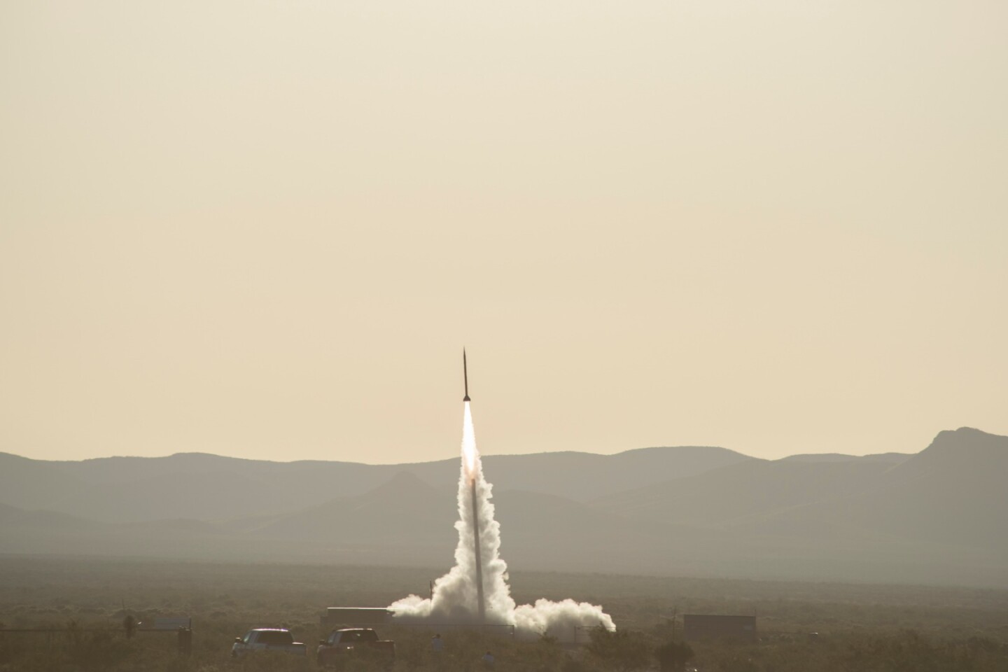 Test rocket lifting off in New Mexico