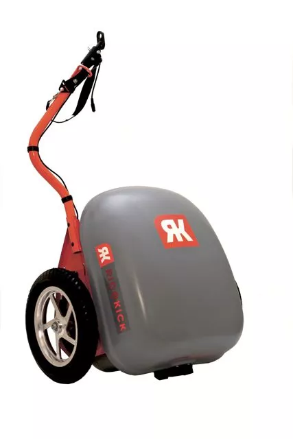 The Ridekick is a motorized bicycle trailer, that gives a power boost to standard non-motorized bicycles