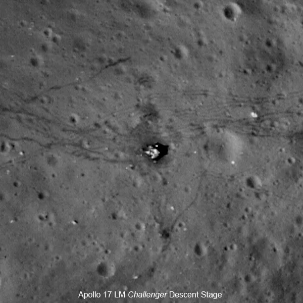 A close-up of the Apollo 17 descent stage, as photographed by LROC