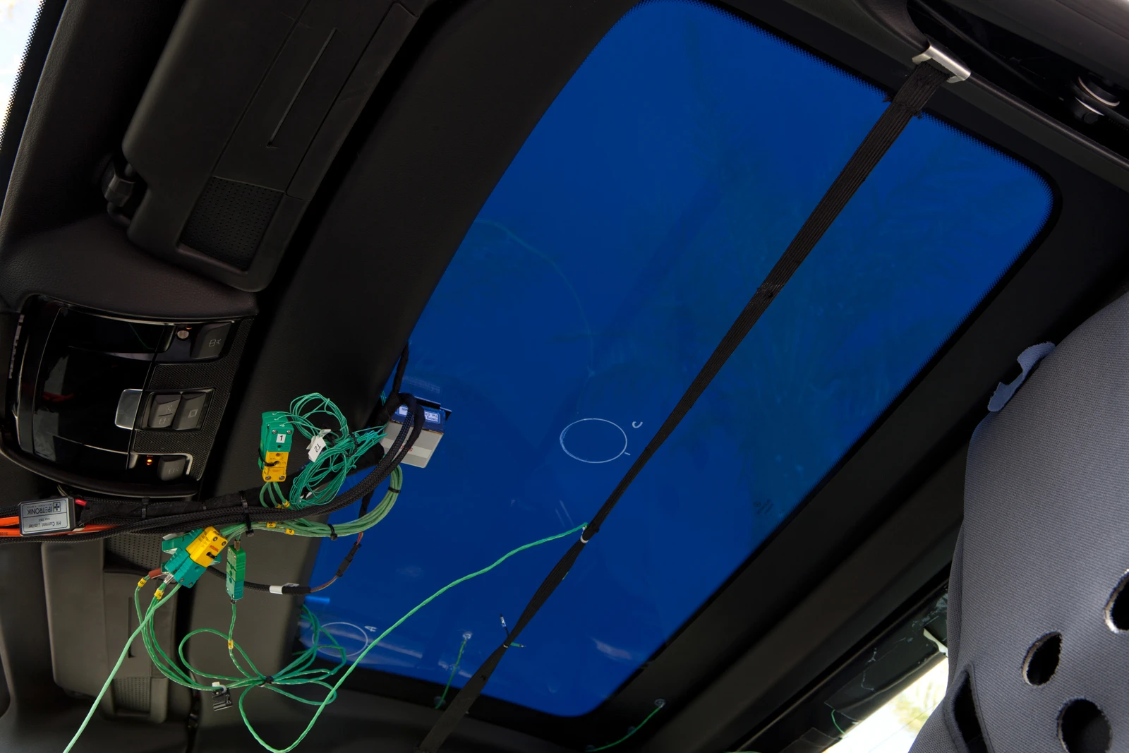 The switchable glass roof being tested