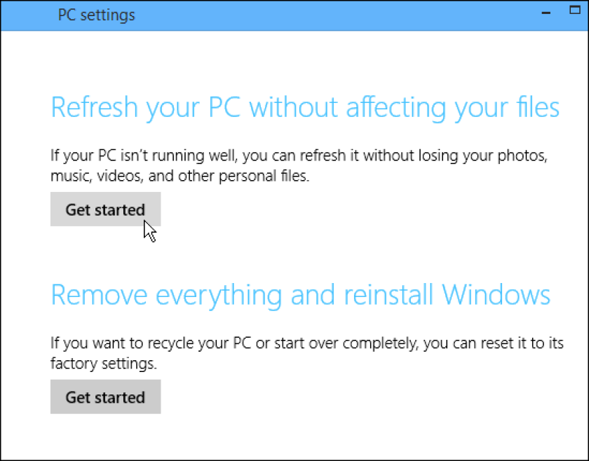 Start the PC Refresh process