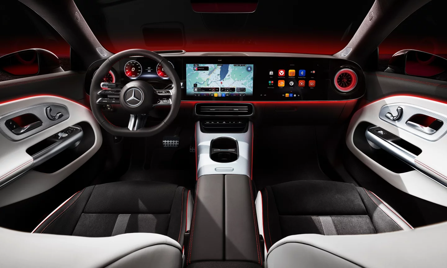 A 10.3-inch instrument display, a 14.0-inch center touchscreen, and an optional passenger screen of the same size make up the trio of screens inside