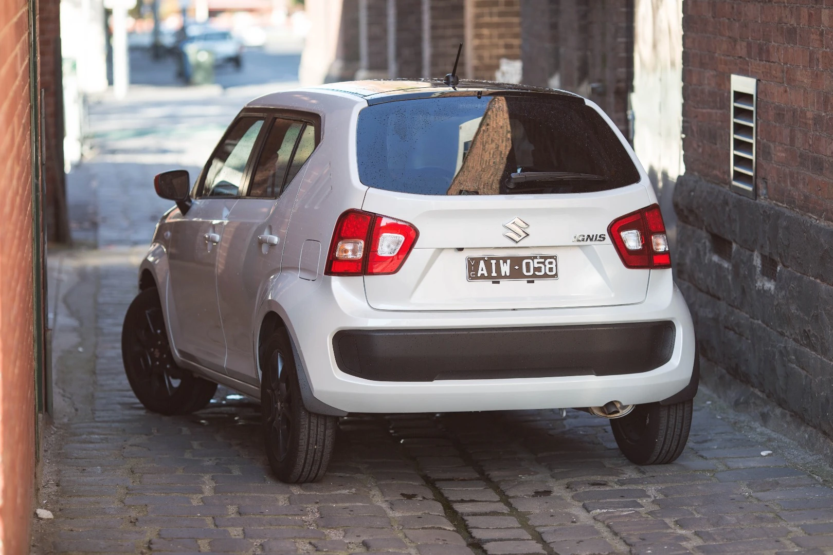 The Ignis rides on skinny little tires, but it doesn't feel likely to topple over