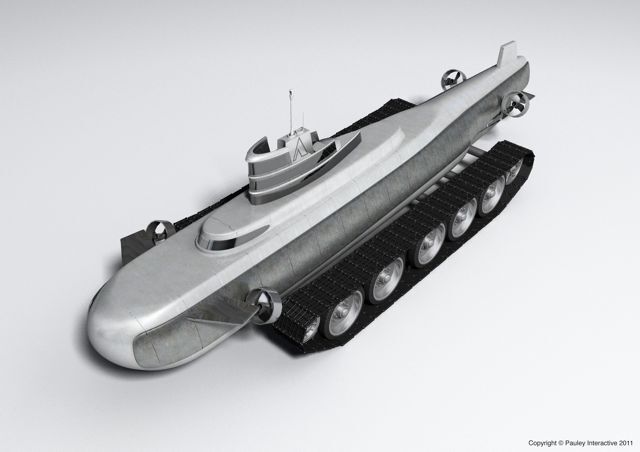 Philip Pauley's proposed Pathfinder submarines would be able to crawl along the sea floor, or move through the water when necessary