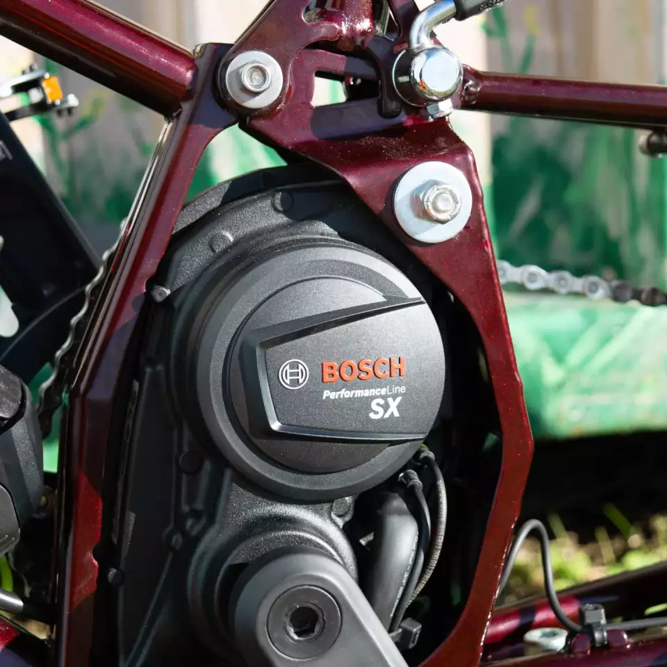 The uniquely mounted Bosch Performance Line SX motor offers four assistance modes up to 20 mph