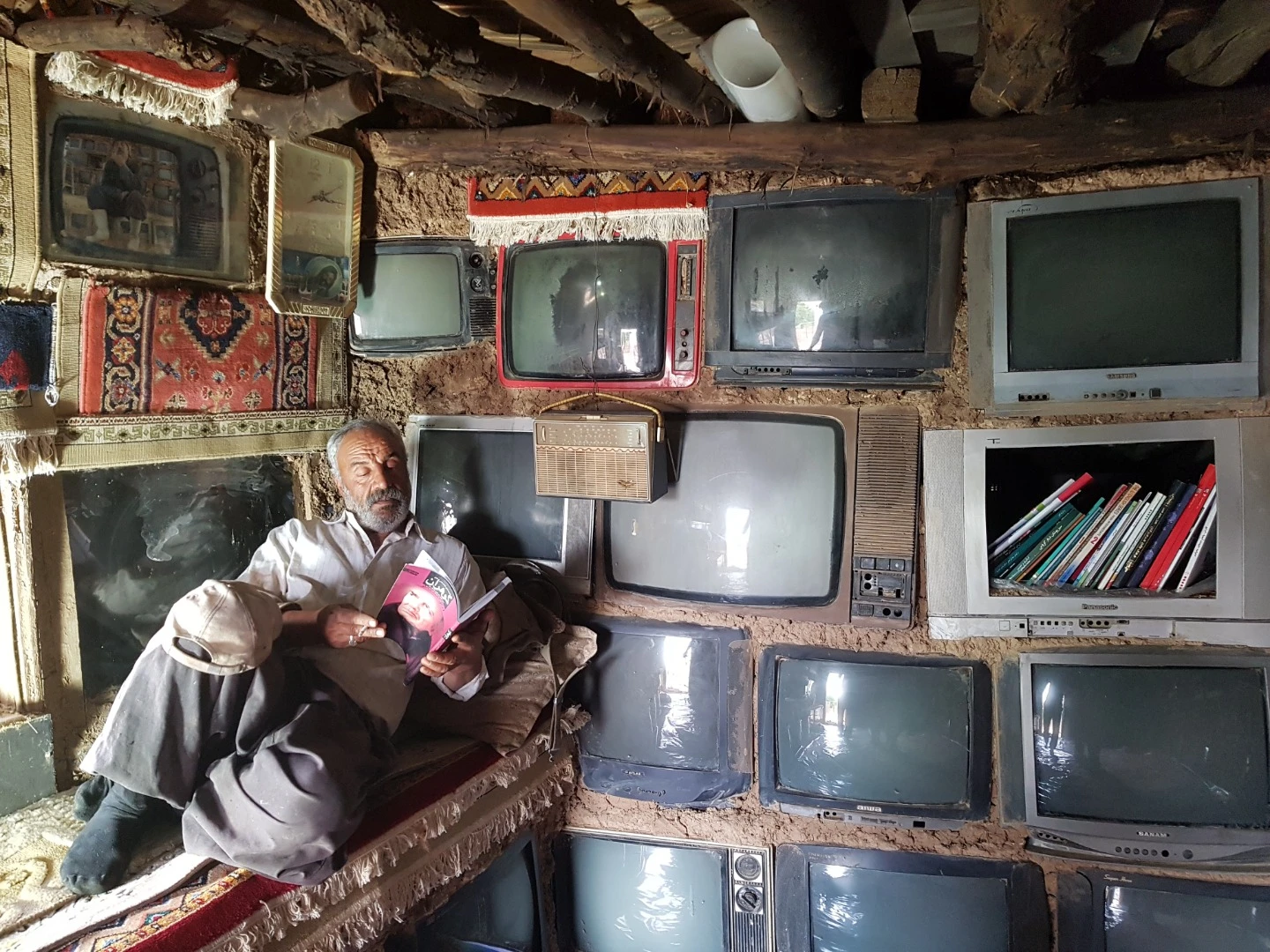 A home built with old televisions in Bijan, Iran