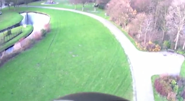 The alleged helmet cam view