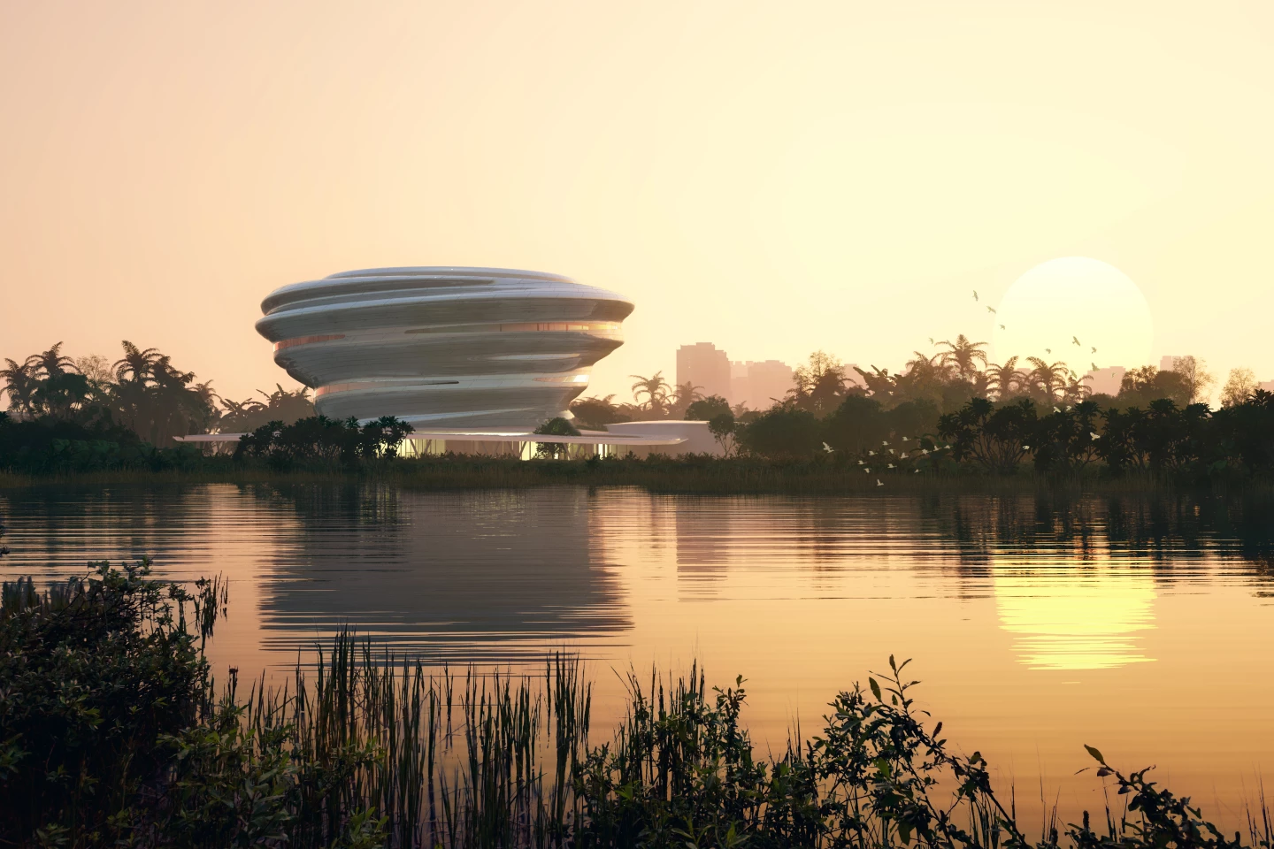 The Hainan Science Museum is part of a huge development push in the popular tourist area that also includes MAD's spaceship-like library