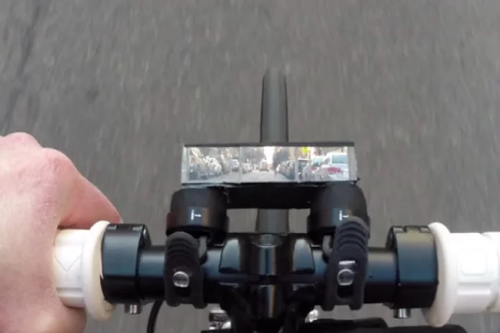 The Pedi-Scope lets riders rest their neck while still seeing what's on the road ahead