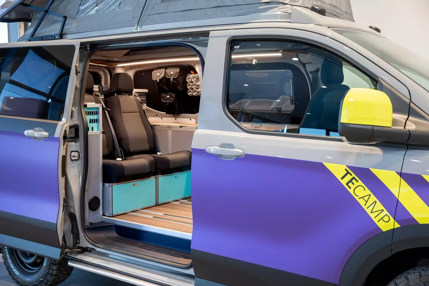 As always, Terracamper keeps the focus on functionality, stacking rugged modules into a floor plan that seats and sleeps four, prepares meals, stores all the necessary gear and provisions, and even offers an optional toilet