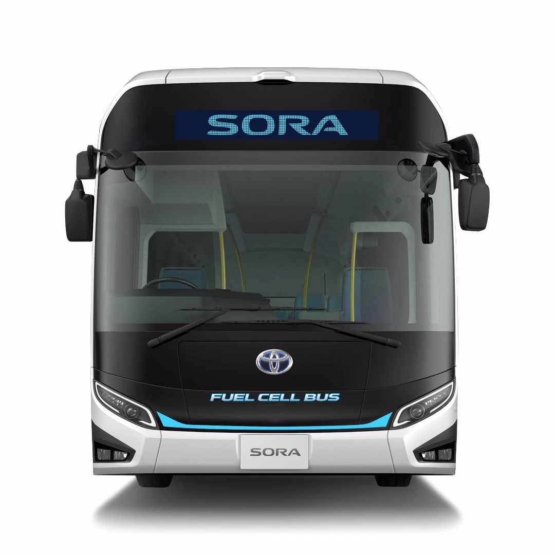 The Sora, which is an acronym for Sky, Ocean, River, Air (the earth’s water cycle) is powered by the Toyota Fuel Cell System, developed for the Mirai fuel cell vehicle