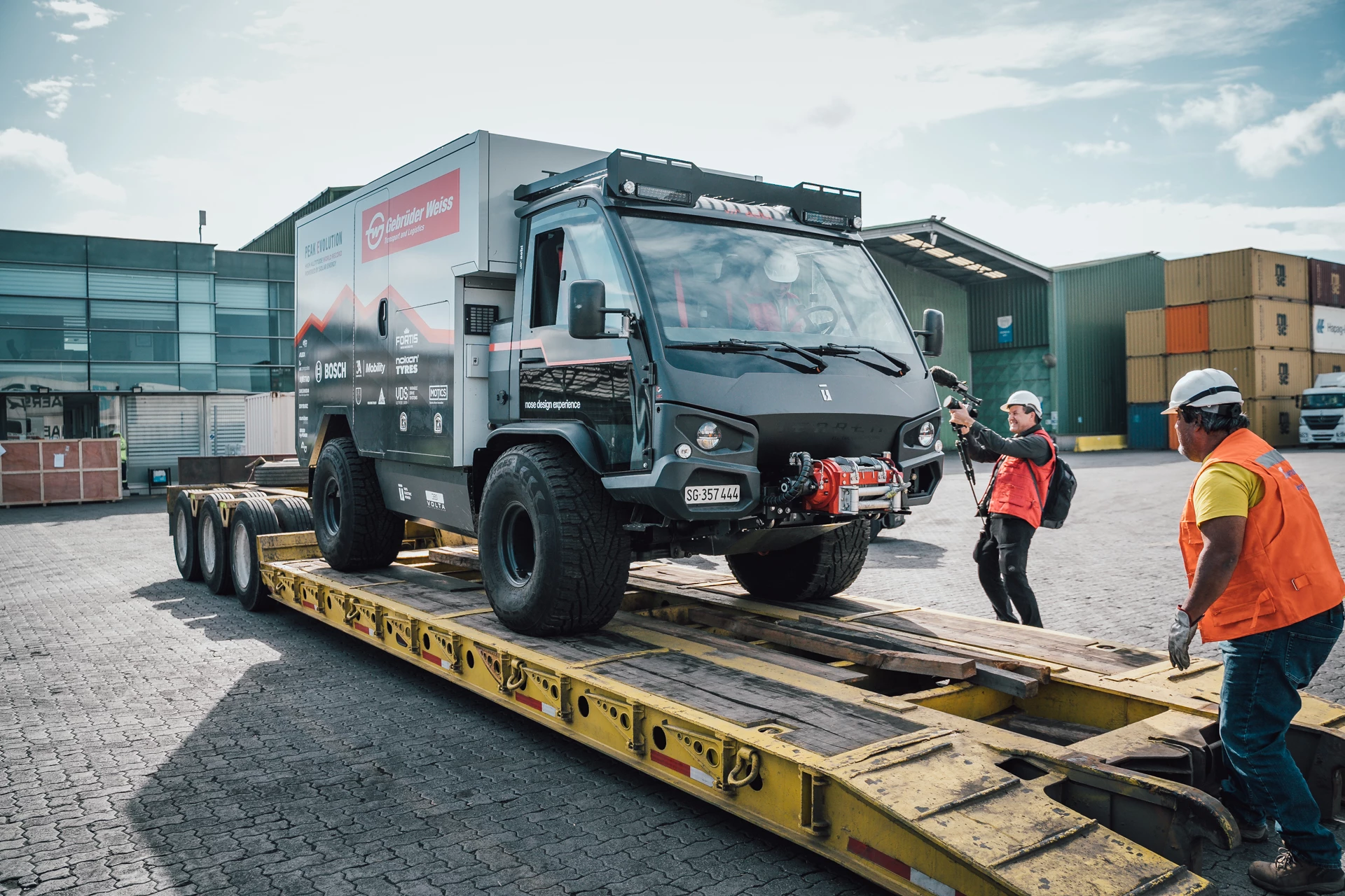Global logistics company Gebrüder Weiss helped get the Terren truck from Switzerland to the base of Ojos del Salado