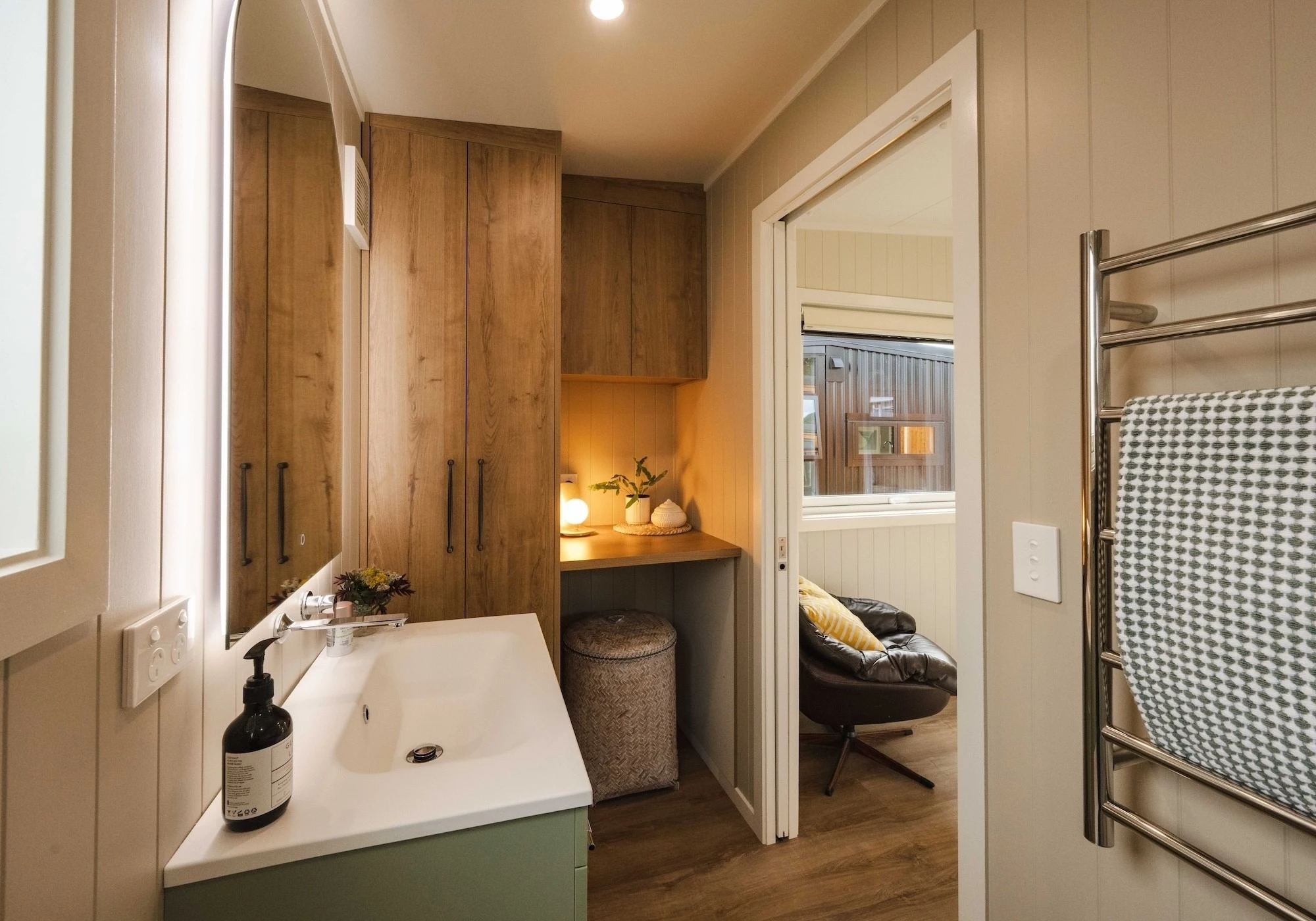 The English Garden's bathroom has quite a lot of storage space