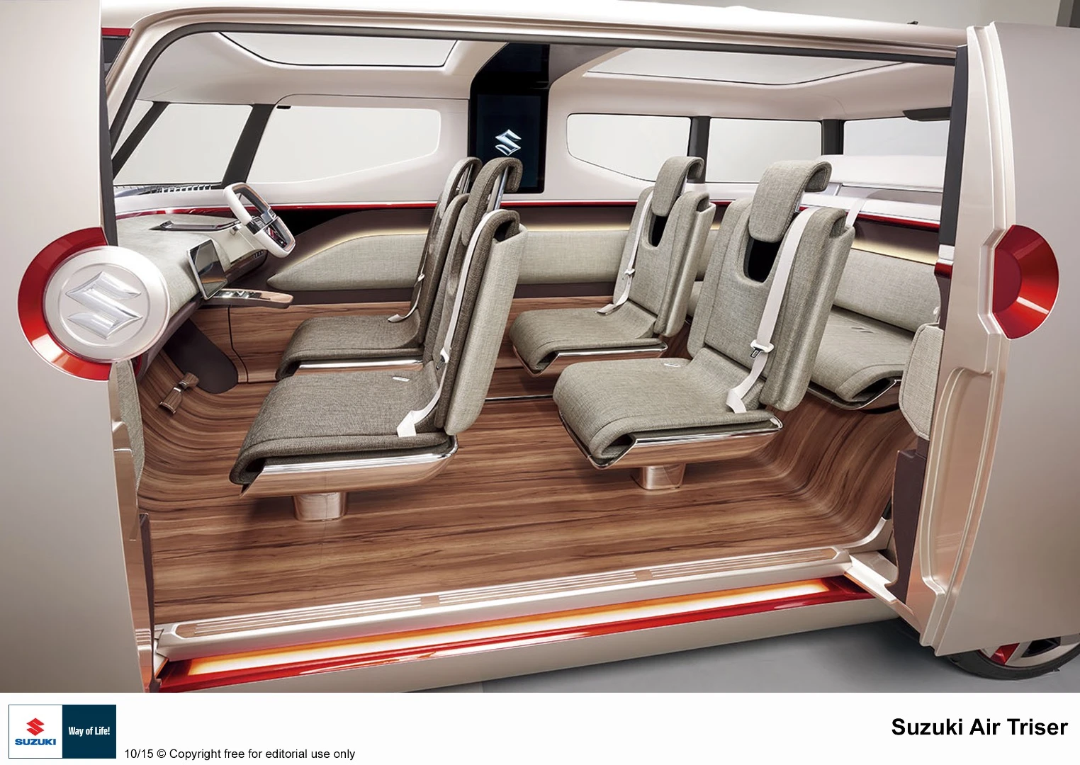 Inside, the Air Triser has three rows of flexi-position seating