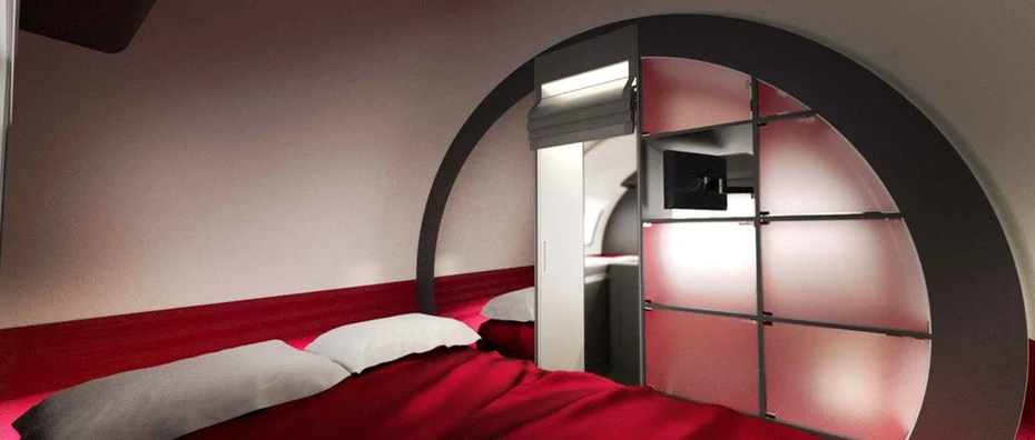 Inside the Beauer 3X has a bedroom with attached bathroom
