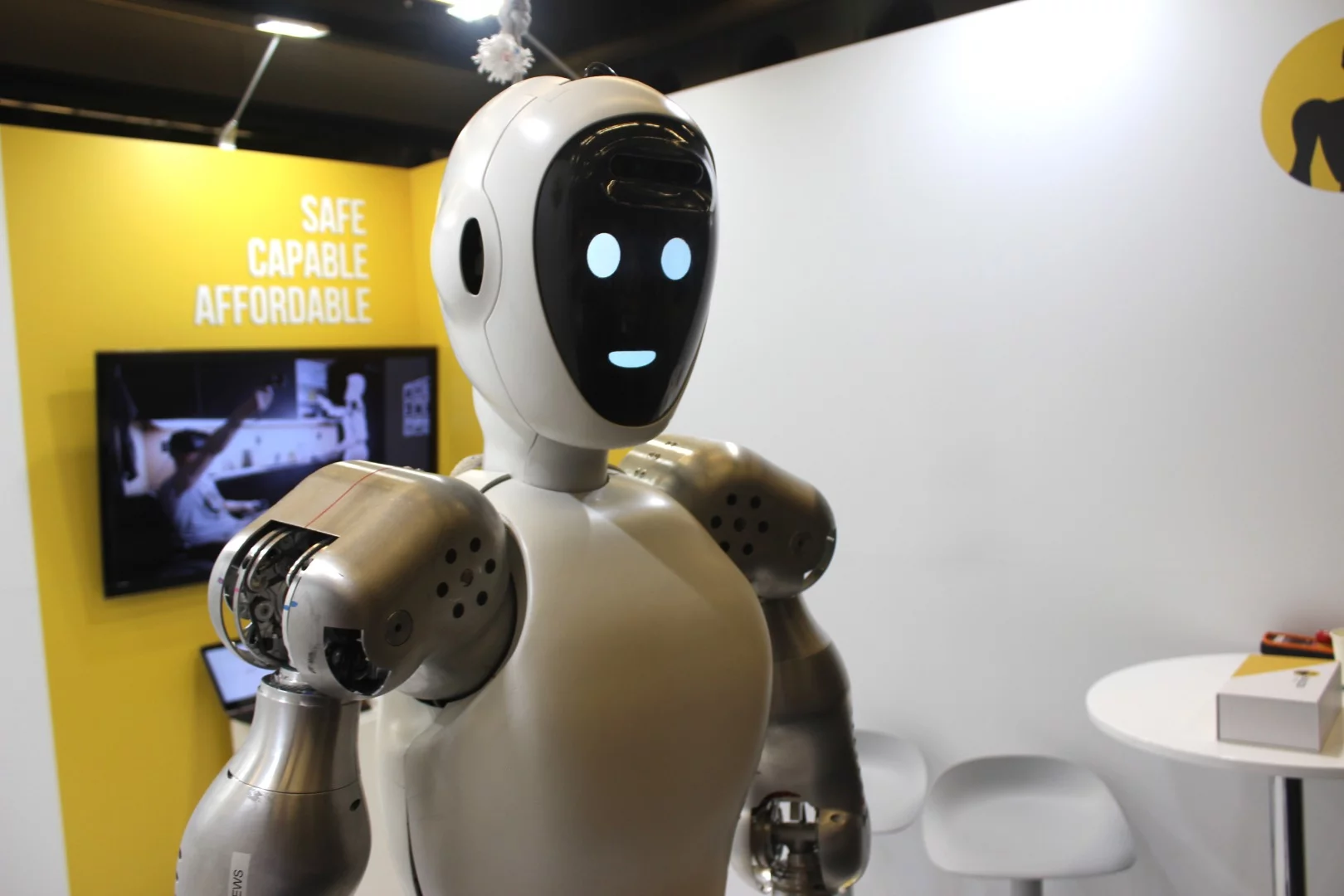 Norway's Halodi Robotics was showing off EVE r3, a wheeled humanoid robot that's already being presold to robotics developers – a simplified, less expensive subsequent model may find use caring for the elderly in their own homes