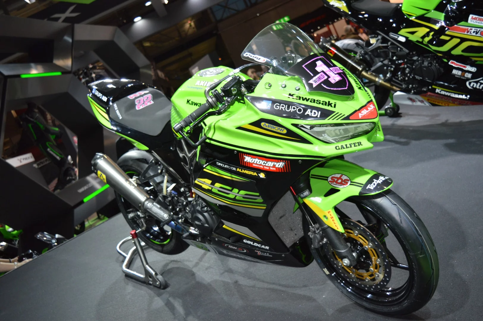 This Ninja 400 was ridden by Ana Carrasco to the World SSP300 title, the first ever world championship to be won by a woman racing against men