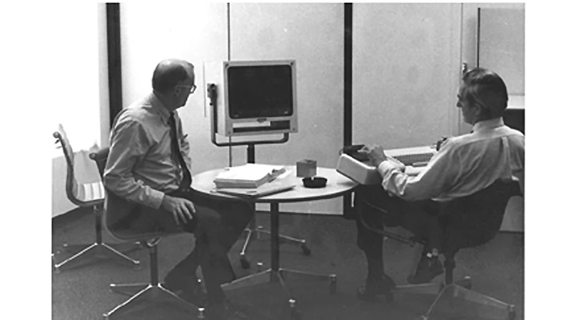 The NLS featured Herman-Miller-designed consoles and office environment (Image: SRI International)