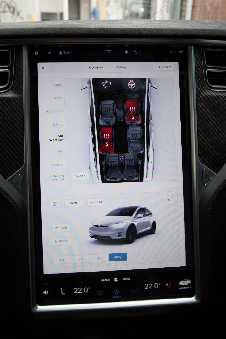 The touchscreen in the Tesla Model X