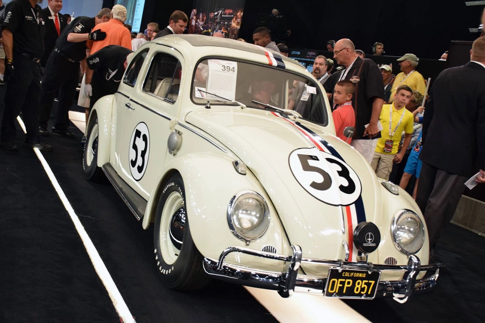 The Volkswagen Beetle as it was crossing the auction block and capturing the world record price for a Volkswagen Beetle