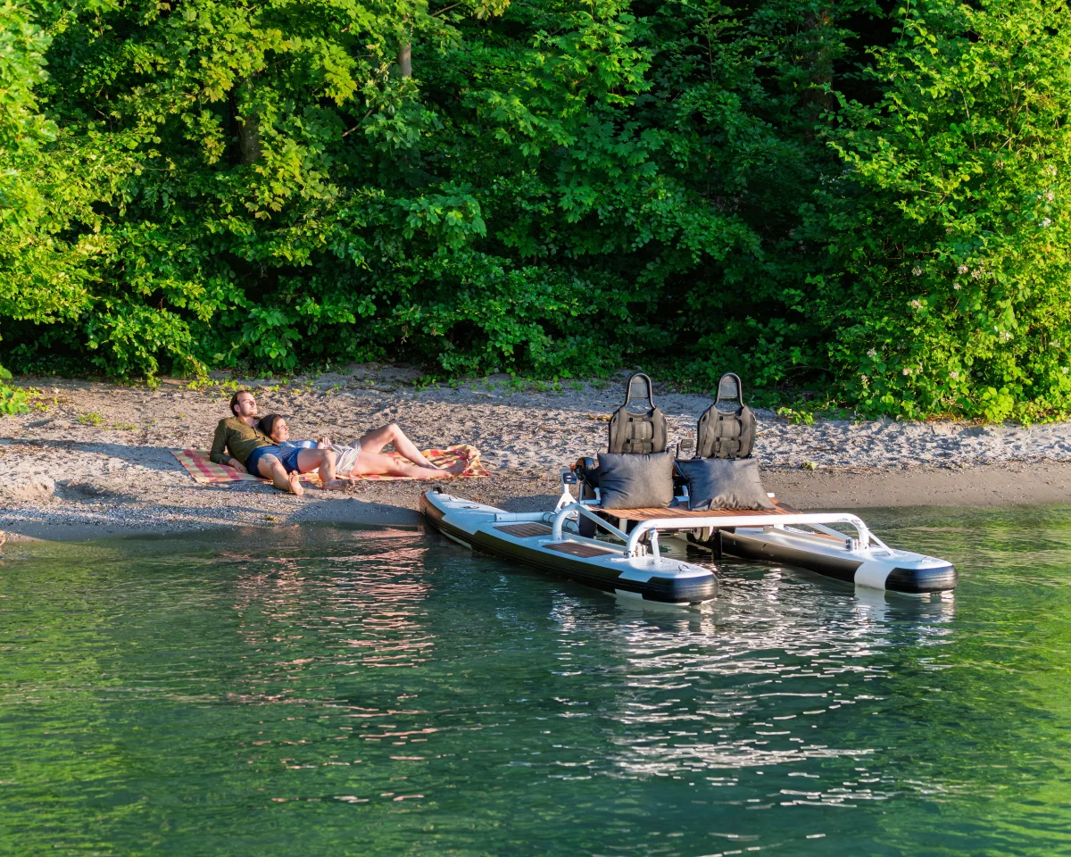 Riders can lounge on the hammock-like rear deck, or pedal to a quiet spot and relax