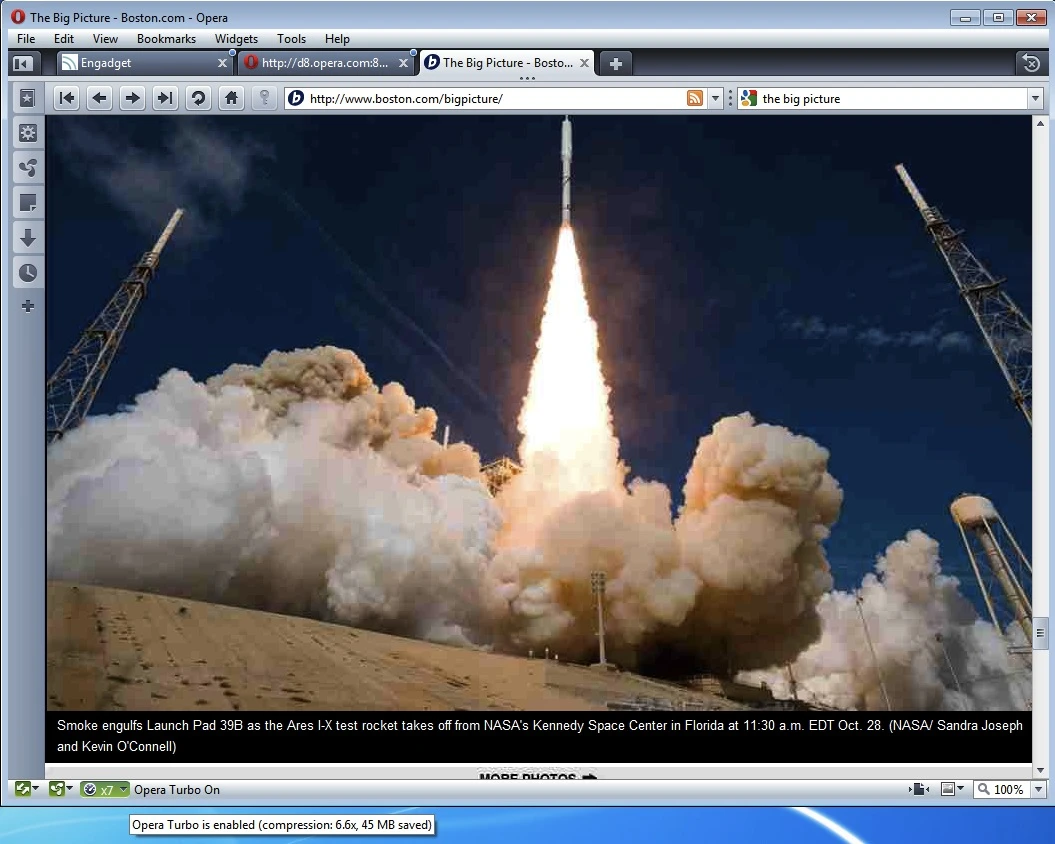 The Turbo boost offers users load times "eight-times-faster Web surfing over slow connections than other browsers"