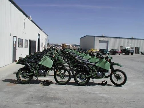 The motorcycles lining up at the end of the production line at Hayes Diversified Technologies