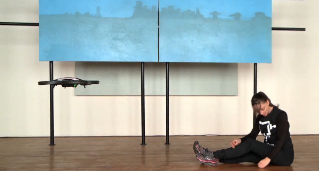 “Pet Drone Pas de Deux” is apparently intended to pose the question, “When we love our robots, will it matter if they are human or not?”