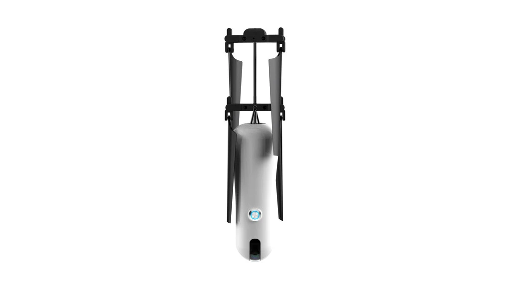 The Roam-e drone features collapsible propellors that fold in against its body for better portability